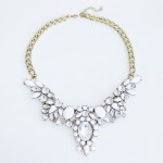 Anastasia Ivory Floral Crystal Bib Necklace